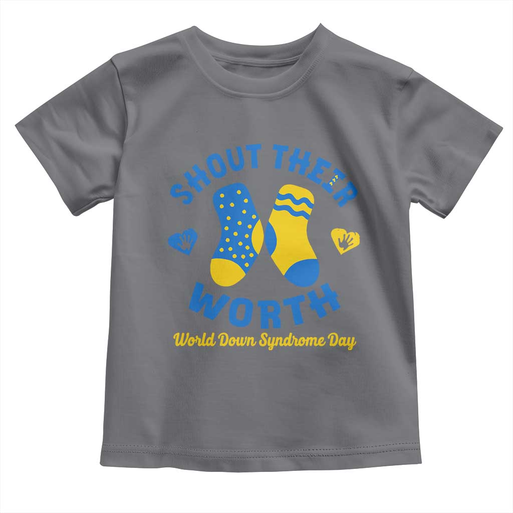World Down Syndrome Day Toddler T Shirt 321 Awareness Support Shout Their Worth TS10 Charcoal Print Your Wear
