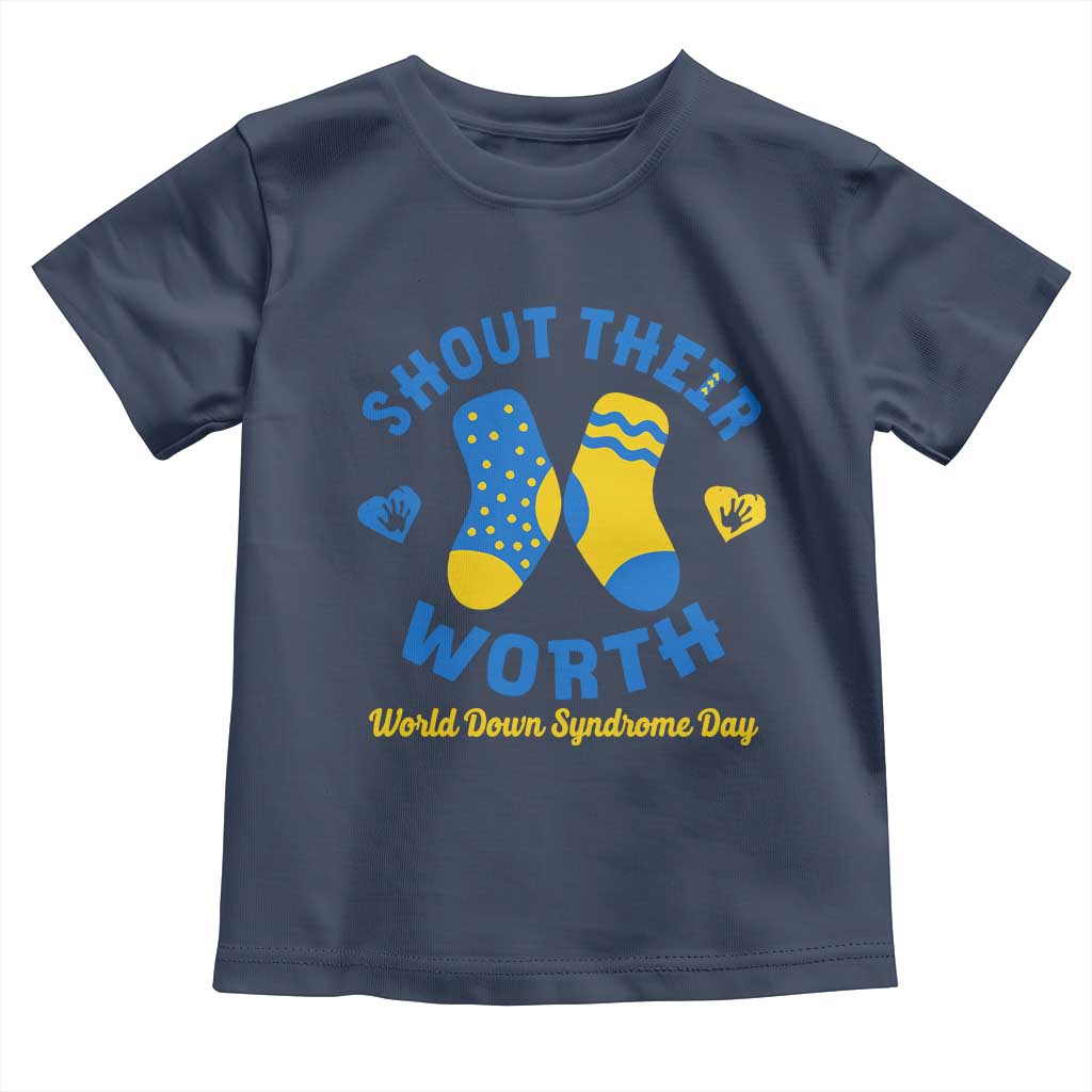 World Down Syndrome Day Toddler T Shirt 321 Awareness Support Shout Their Worth TS10 Navy Print Your Wear