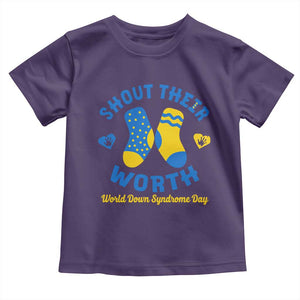 World Down Syndrome Day Toddler T Shirt 321 Awareness Support Shout Their Worth TS10 Purple Print Your Wear