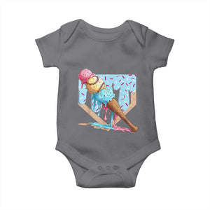 Baseball Ice Cream Dripping Baby Onesie Baseball Bat Home Plate Drip TS10 Charcoal Print Your Wear