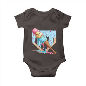 Baseball Ice Cream Dripping Baby Onesie Baseball Bat Home Plate Drip TS10 Dark Chocolate Print Your Wear