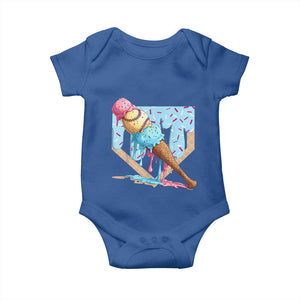 Baseball Ice Cream Dripping Baby Onesie Baseball Bat Home Plate Drip TS10 Royal Blue Print Your Wear