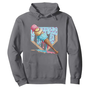 Baseball Ice Cream Dripping Hoodie Baseball Bat Home Plate Drip TS10 Charcoal Print Your Wear