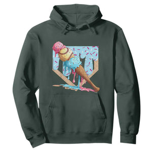 Baseball Ice Cream Dripping Hoodie Baseball Bat Home Plate Drip TS10 Dark Forest Green Print Your Wear