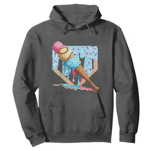 Baseball Ice Cream Dripping Hoodie Baseball Bat Home Plate Drip TS10 Dark Heather Print Your Wear