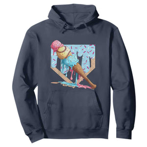 Baseball Ice Cream Dripping Hoodie Baseball Bat Home Plate Drip TS10 Navy Print Your Wear
