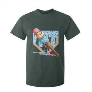 Baseball Ice Cream Dripping T Shirt For Kid Baseball Bat Home Plate Drip TS10 Dark Forest Green Print Your Wear