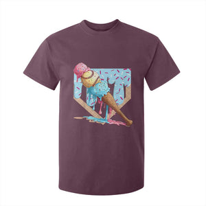 Baseball Ice Cream Dripping T Shirt For Kid Baseball Bat Home Plate Drip TS10 Maroon Print Your Wear