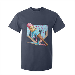 Baseball Ice Cream Dripping T Shirt For Kid Baseball Bat Home Plate Drip TS10 Navy Print Your Wear