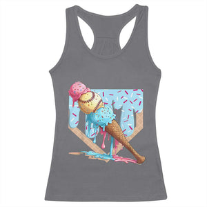 Baseball Ice Cream Dripping Racerback Tank Top Baseball Bat Home Plate Drip TS10 Charcoal Print Your Wear
