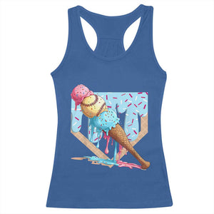 Baseball Ice Cream Dripping Racerback Tank Top Baseball Bat Home Plate Drip TS10 Royal Blue Print Your Wear