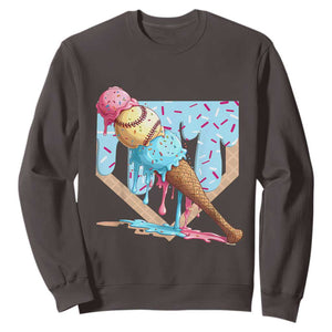 Baseball Ice Cream Dripping Sweatshirt Baseball Bat Home Plate Drip TS10 Dark Chocolate Print Your Wear