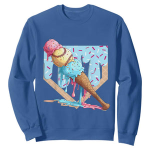 Baseball Ice Cream Dripping Sweatshirt Baseball Bat Home Plate Drip TS10 Royal Blue Print Your Wear
