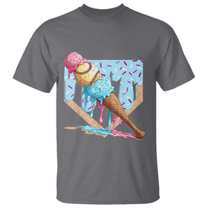 Baseball Ice Cream Dripping T Shirt Baseball Bat Home Plate Drip TS10 Charcoal Print Your Wear