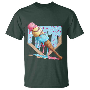 Baseball Ice Cream Dripping T Shirt Baseball Bat Home Plate Drip TS10 Dark Forest Green Print Your Wear