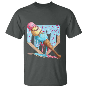 Baseball Ice Cream Dripping T Shirt Baseball Bat Home Plate Drip TS10 Dark Heather Print Your Wear