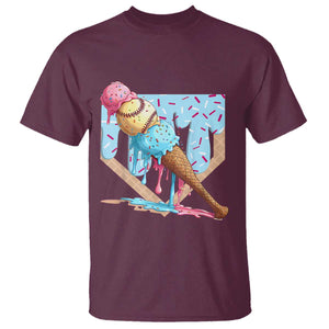 Baseball Ice Cream Dripping T Shirt Baseball Bat Home Plate Drip TS10 Maroon Print Your Wear