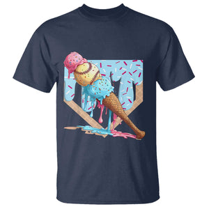 Baseball Ice Cream Dripping T Shirt Baseball Bat Home Plate Drip TS10 Navy Print Your Wear