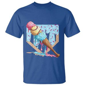 Baseball Ice Cream Dripping T Shirt Baseball Bat Home Plate Drip TS10 Royal Blue Print Your Wear