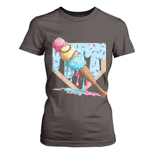 Baseball Ice Cream Dripping T Shirt For Women Baseball Bat Home Plate Drip TS10 Dark Chocolate Print Your Wear
