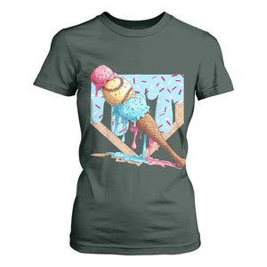 Baseball Ice Cream Dripping T Shirt For Women Baseball Bat Home Plate Drip TS10 Dark Forest Green Print Your Wear
