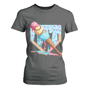 Baseball Ice Cream Dripping T Shirt For Women Baseball Bat Home Plate Drip TS10 Dark Heather Print Your Wear