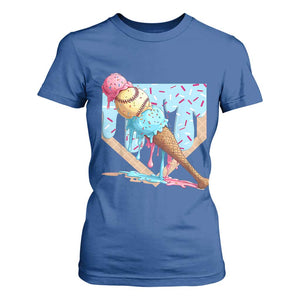 Baseball Ice Cream Dripping T Shirt For Women Baseball Bat Home Plate Drip TS10 Royal Blue Print Your Wear