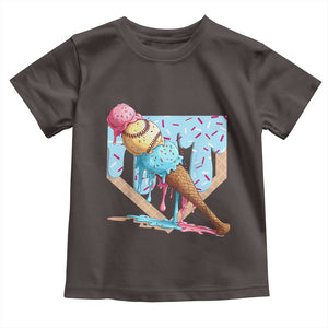 Baseball Ice Cream Dripping Toddler T Shirt Baseball Bat Home Plate Drip TS10 Dark Chocolate Print Your Wear