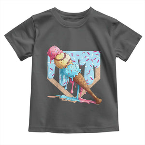 Baseball Ice Cream Dripping Toddler T Shirt Baseball Bat Home Plate Drip TS10 Dark Heather Print Your Wear