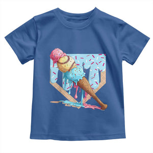 Baseball Ice Cream Dripping Toddler T Shirt Baseball Bat Home Plate Drip TS10 Royal Blue Print Your Wear