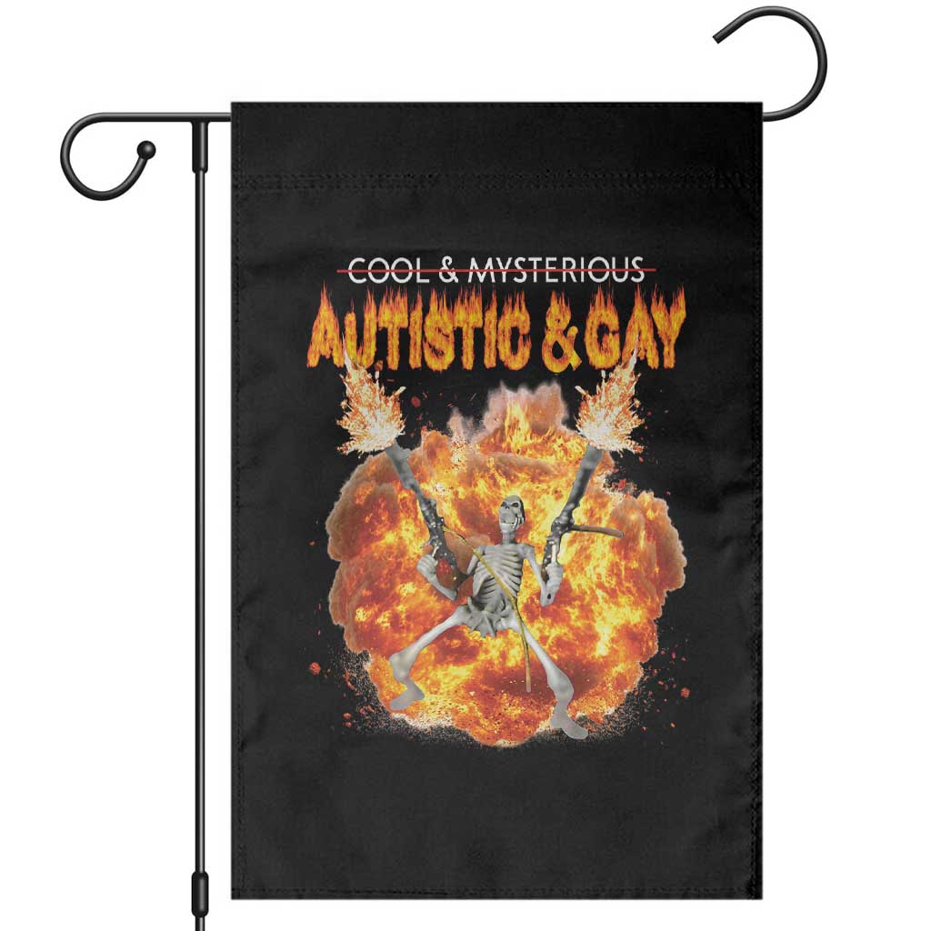 Autistic And Gay Skeleton Explosion Garden Flag TS10 Black Print Your Wear