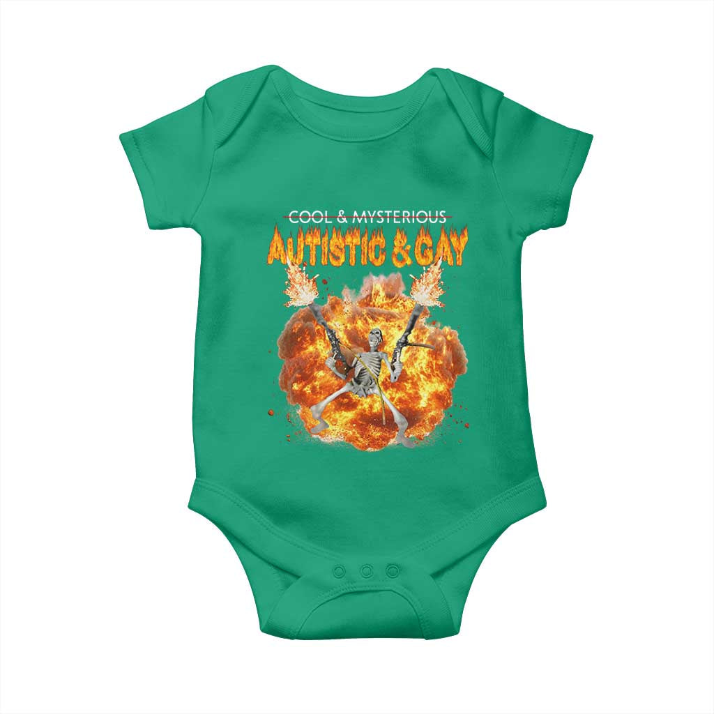 Autistic And Gay Skeleton Explosion Baby Onesie TS10 Irish Green Print Your Wear