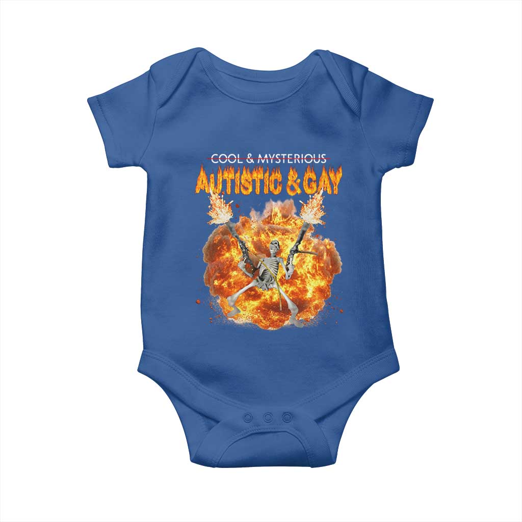 Autistic And Gay Skeleton Explosion Baby Onesie TS10 Royal Blue Print Your Wear
