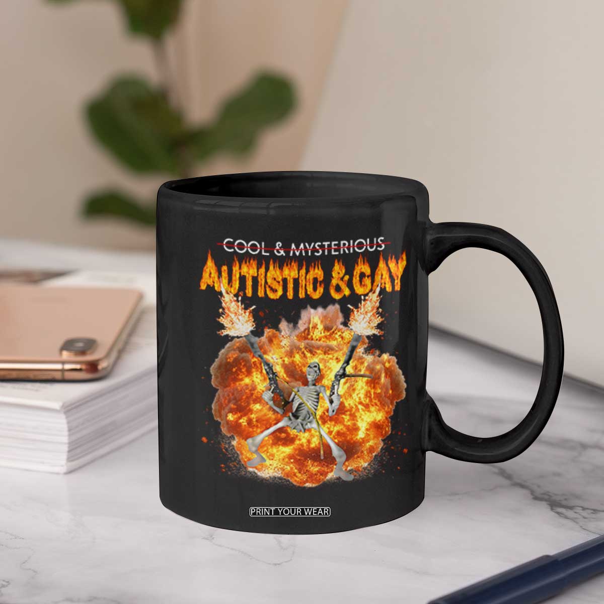 Autistic And Gay Skeleton Explosion Coffee Mug TS10 Print Your Wear