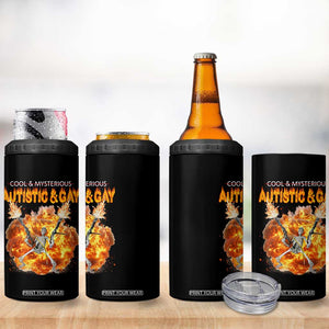Autistic And Gay Skeleton Explosion 4 in 1 Can Cooler Tumbler TS10 Print Your Wear