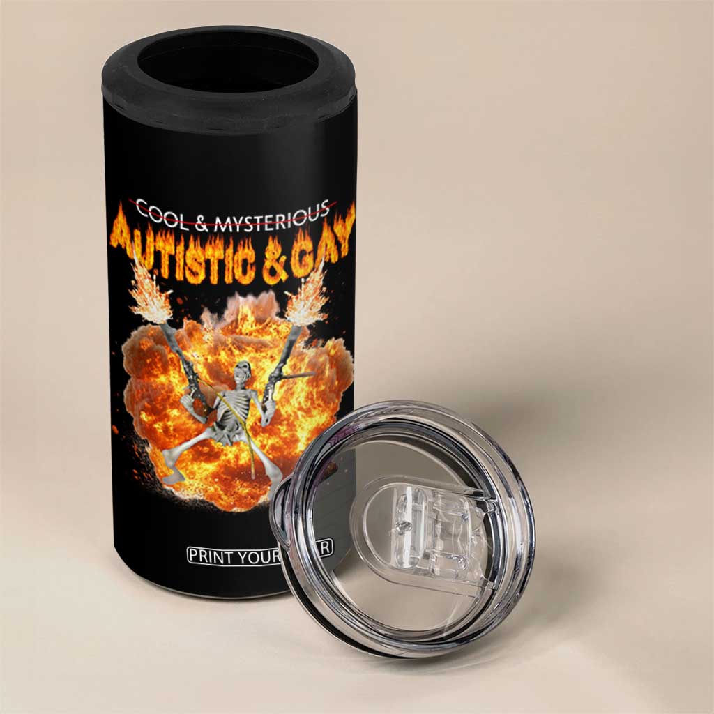 Autistic And Gay Skeleton Explosion 4 in 1 Can Cooler Tumbler TS10 Print Your Wear