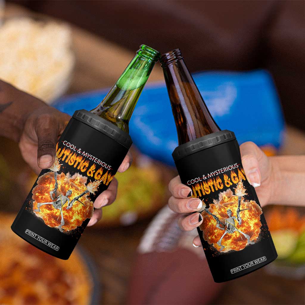 Autistic And Gay Skeleton Explosion 4 in 1 Can Cooler Tumbler TS10 Print Your Wear