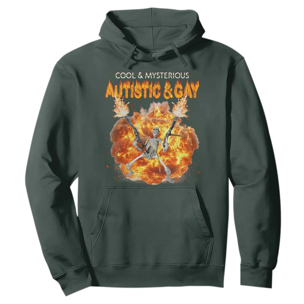 Autistic And Gay Skeleton Explosion Hoodie TS10 Dark Forest Green Print Your Wear
