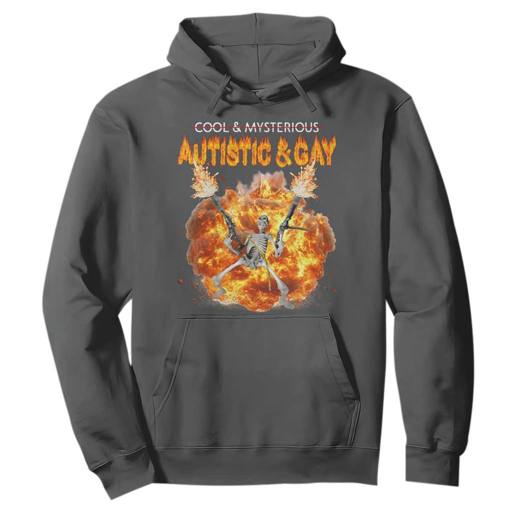 Autistic And Gay Skeleton Explosion Hoodie TS10 Dark Heather Print Your Wear