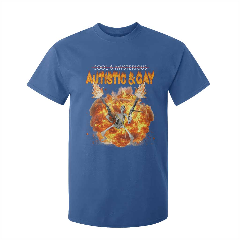 Autistic And Gay Skeleton Explosion T Shirt For Kid TS10 Royal Blue Print Your Wear