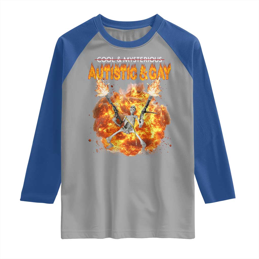 Autistic And Gay Skeleton Explosion Raglan Shirt TS10 Sport Gray Royal Print Your Wear