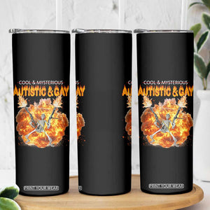 Autistic And Gay Skeleton Explosion Skinny Tumbler TS10 Print Your Wear