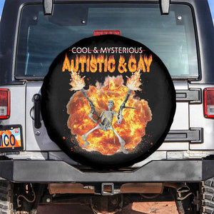 Autistic And Gay Skeleton Explosion Spare Tire Cover TS10 No hole Black Print Your Wear