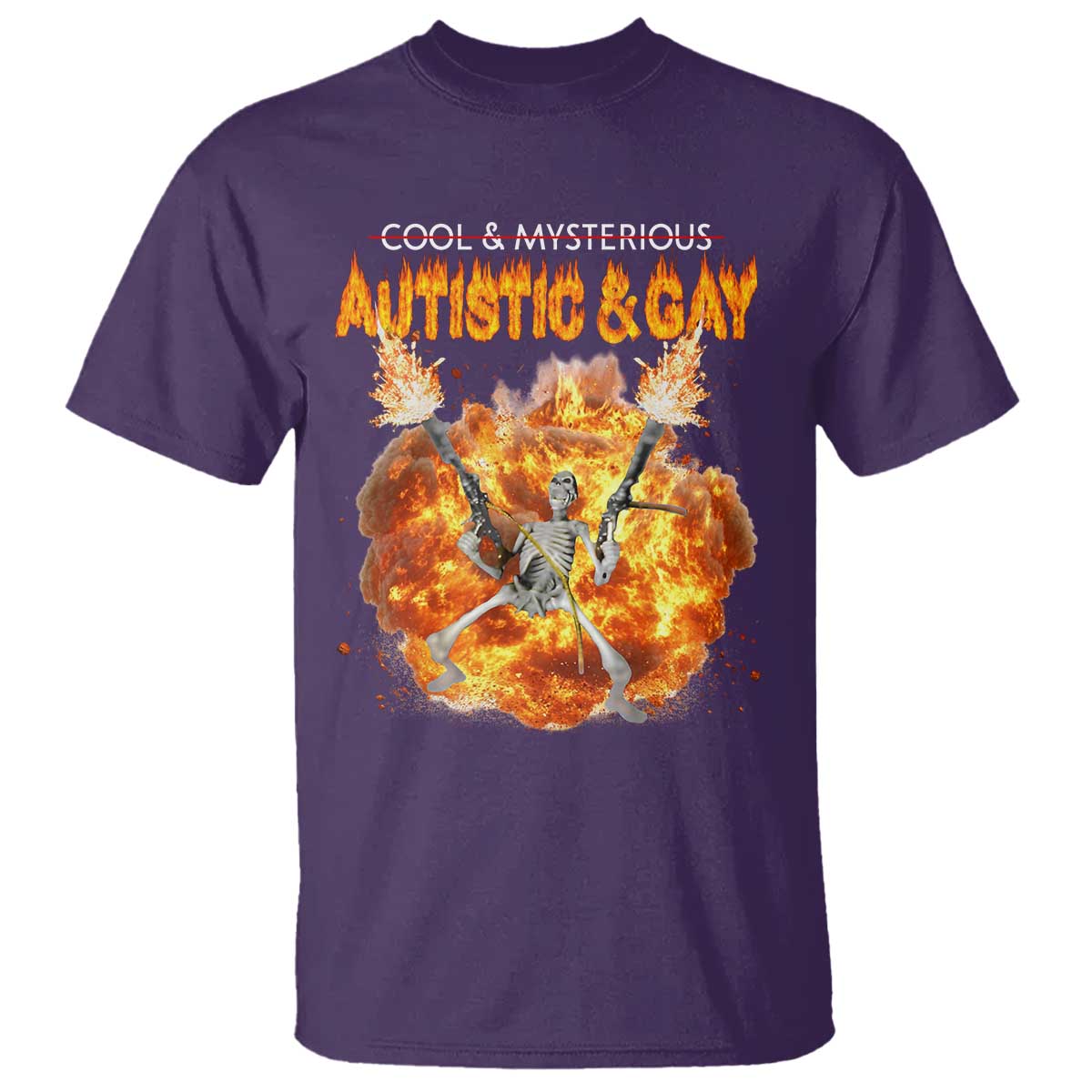 Autistic And Gay Skeleton Explosion T Shirt TS10 Purple Print Your Wear
