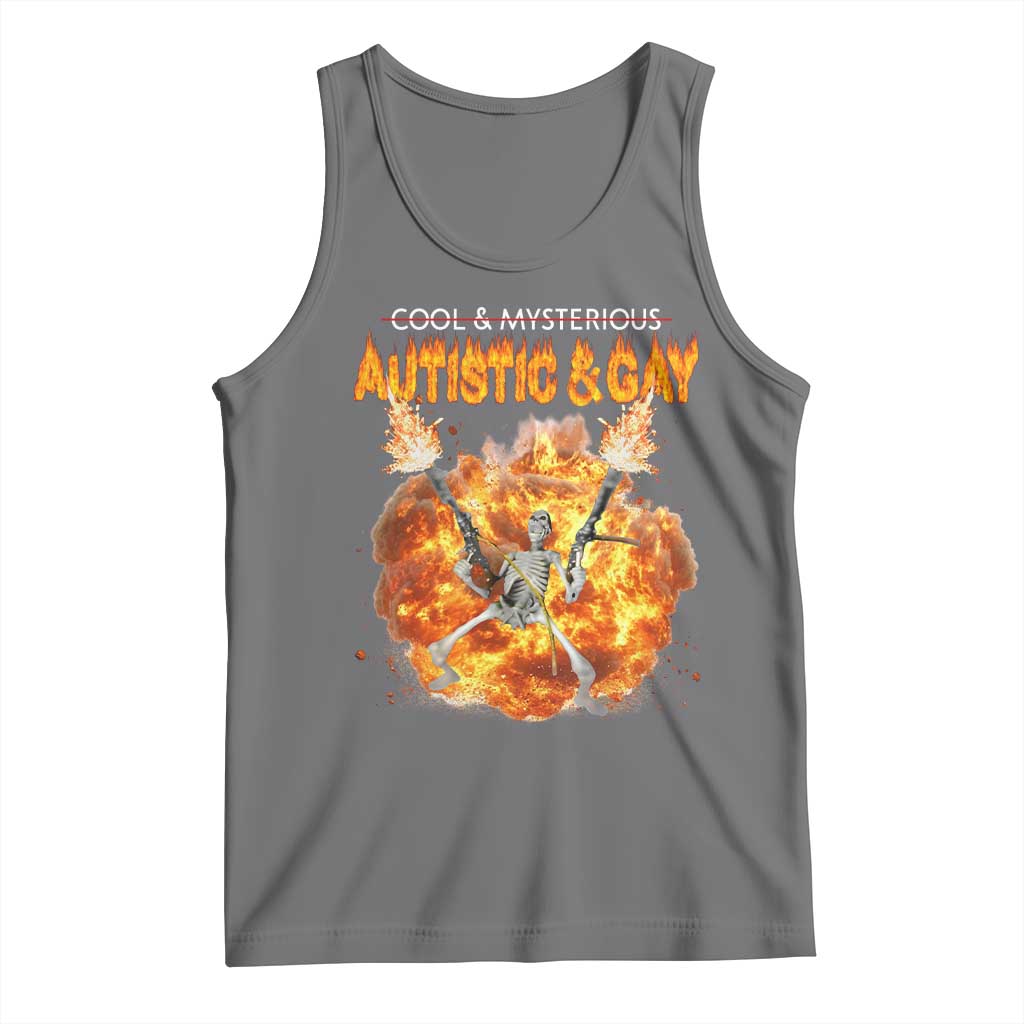 Autistic And Gay Skeleton Explosion Tank Top TS10 Black Heather Print Your Wear