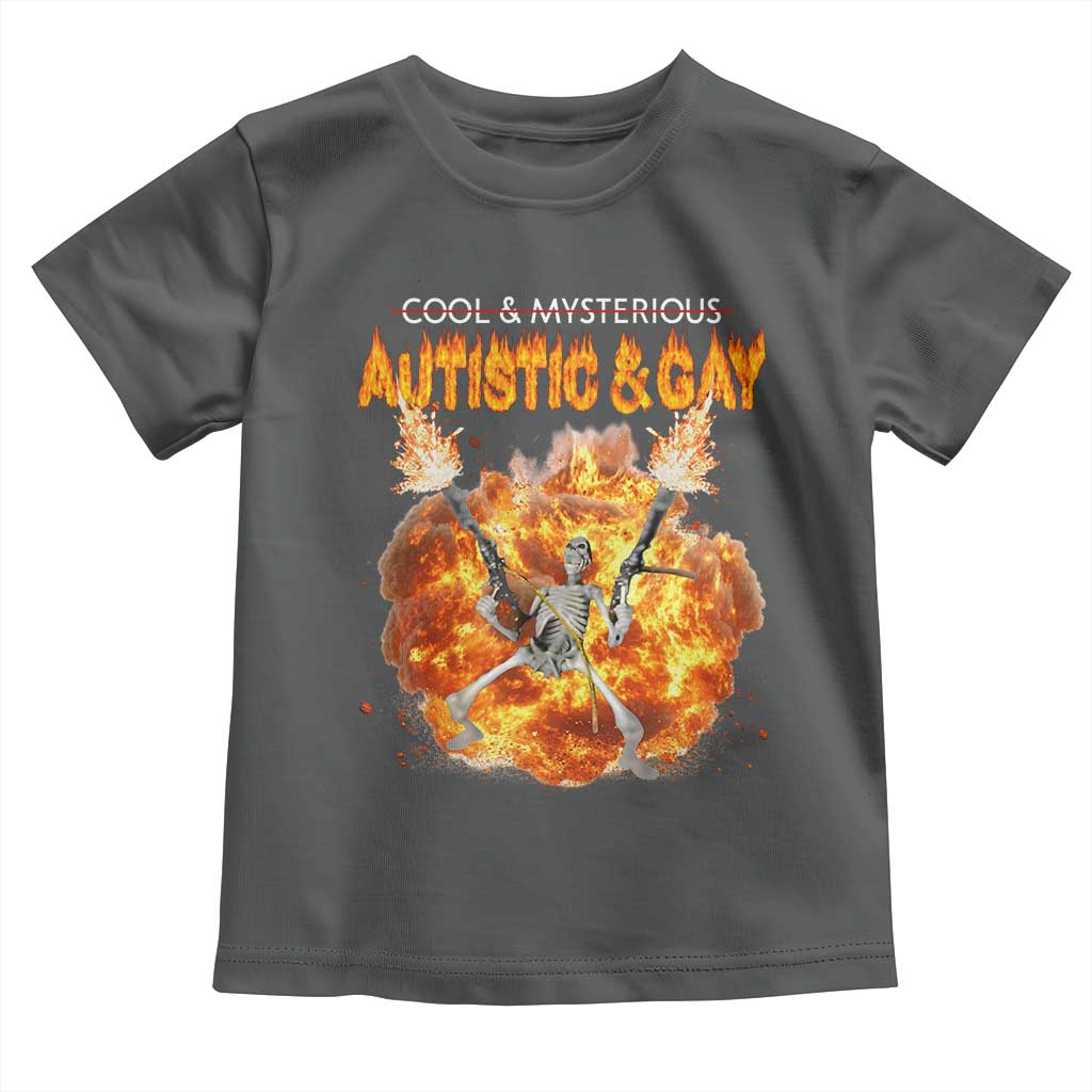 Autistic And Gay Skeleton Explosion Toddler T Shirt TS10 Dark Heather Print Your Wear