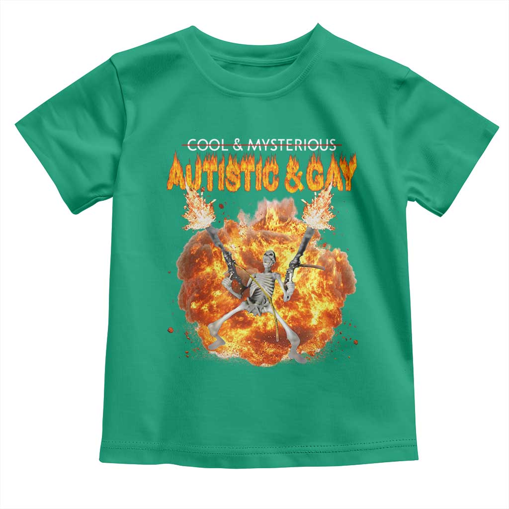 Autistic And Gay Skeleton Explosion Toddler T Shirt TS10 Irish Green Print Your Wear