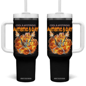 Autistic And Gay Skeleton Explosion Tumbler With Handle TS10 One Size: 40 oz Black Print Your Wear