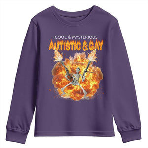 Autistic And Gay Skeleton Explosion Youth Sweatshirt TS10 Purple Print Your Wear
