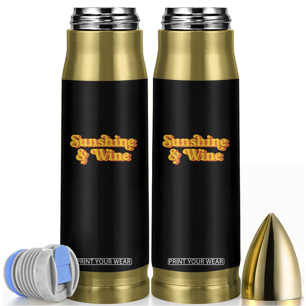 Funny Drinking Bullet Tumbler Sunshine & Wine Retro Drinking Summer Vintage 70's TS10 Black Print Your Wear